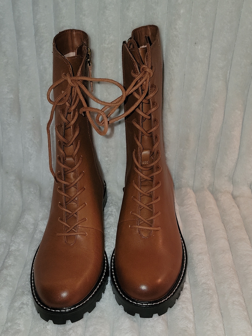 J. Crew Tan Lace-Up Combat Booties